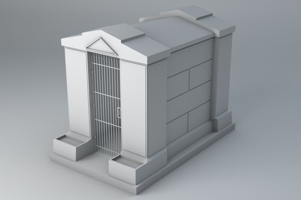 Crypt 2 Low Poly Game Ready gravestone with door Low-poly 3D model_3