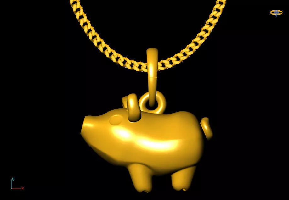 Pig pendant charms - one inch pendant 3D print model