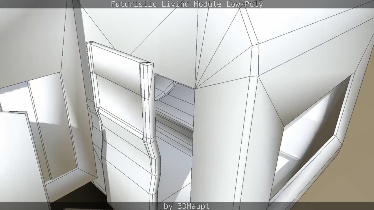 Futuristic Living Module Low Poly Model Low-poly 3D model_33