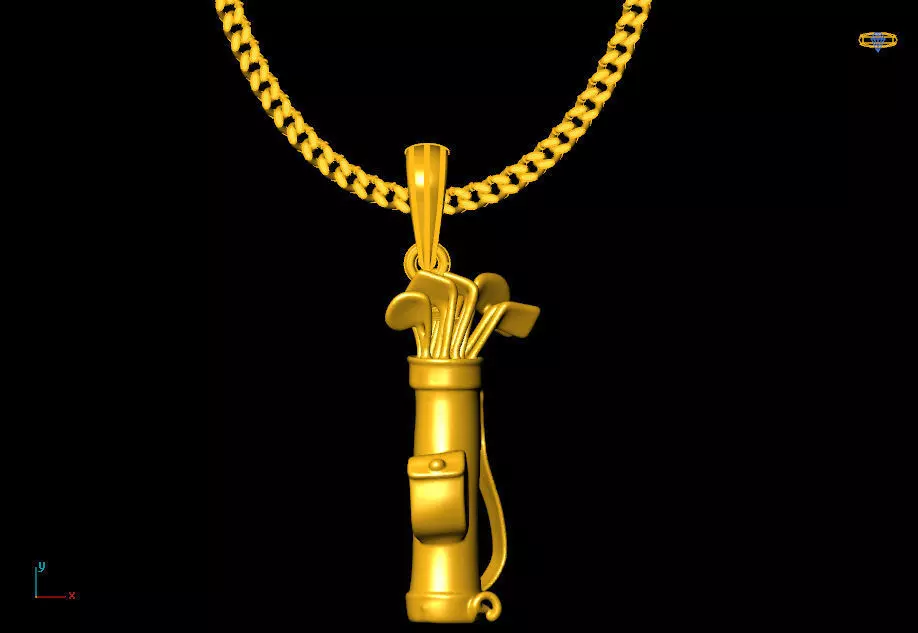 Golf bag pendant charms - one inch pendant 3D print model