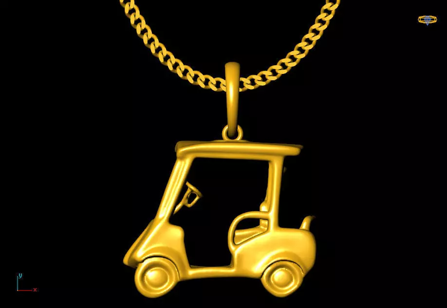 Golf car pendant charms - one inch pendant 3D print model