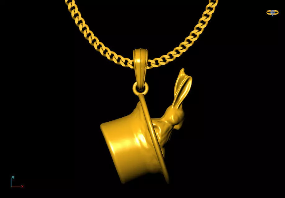 Magic hat rabbit pendant charms - one inch pendant 3D print model