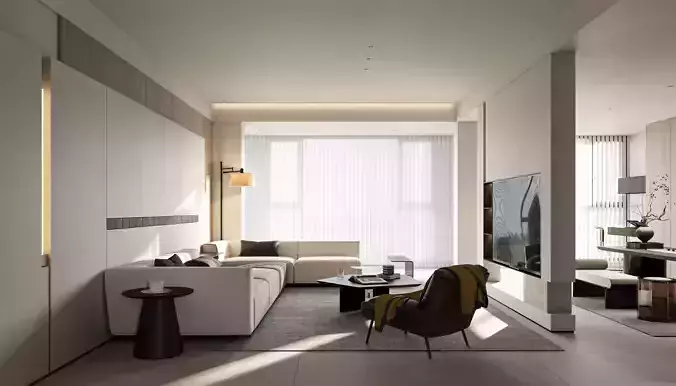 Modern living room dining room interior scenes 