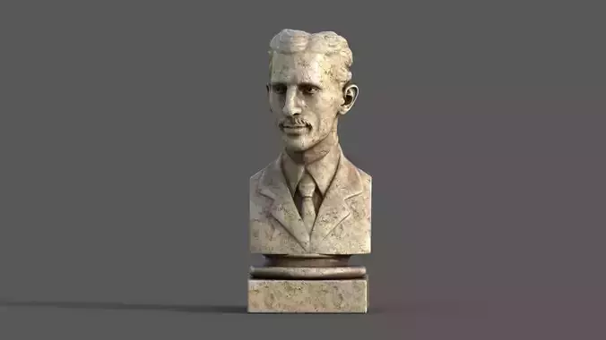Nikola Tesla statue sculpture hi poly