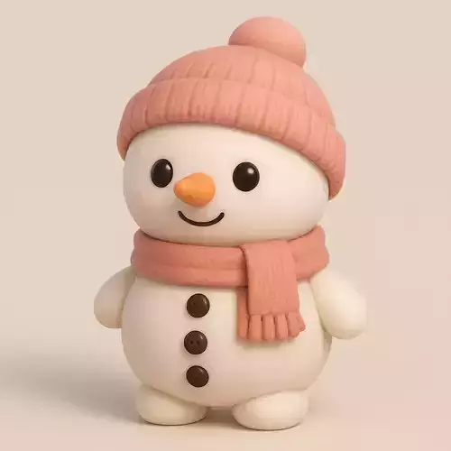 Cute Chibi Snowman with Beanie - Scarf - Winter Character