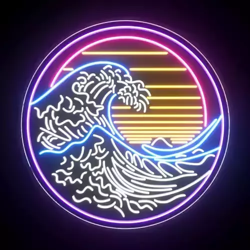 Wave Neon Sign 3D model