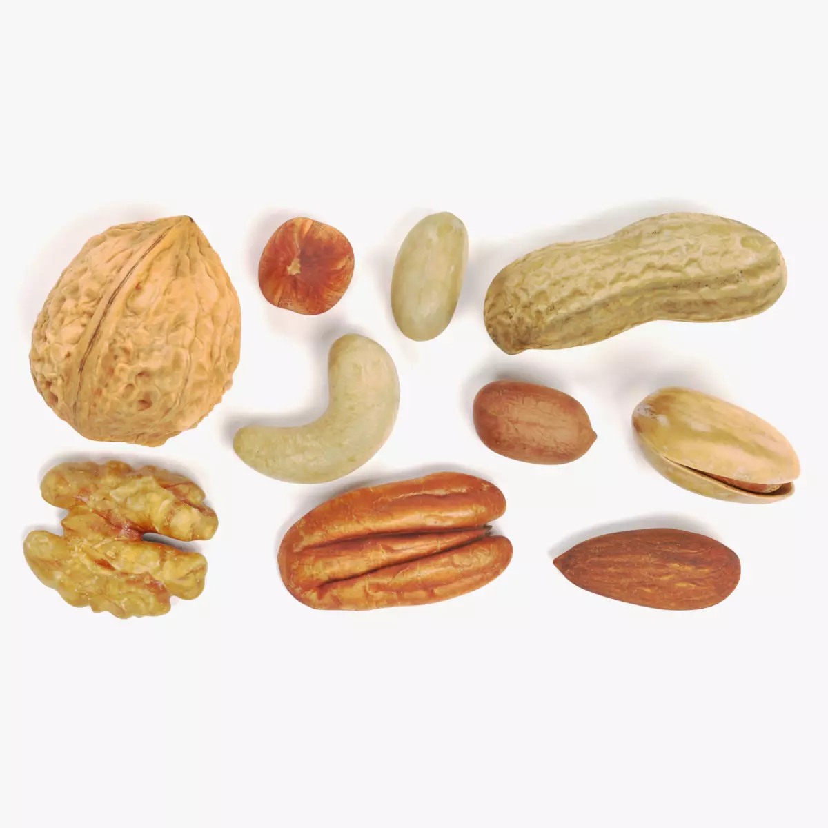 Nuts - 10 Assorted Food Props 3D model