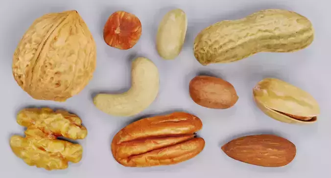 Nuts - 10 Assorted Food Props 3D model 4