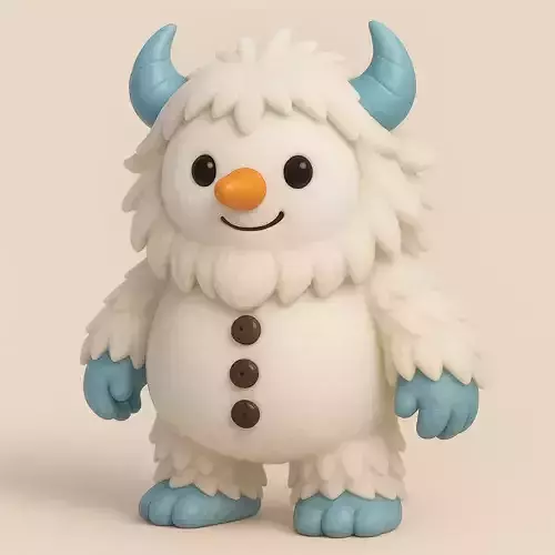 Cute Yeti Snowman - Stylized Winter Monster 3D Character