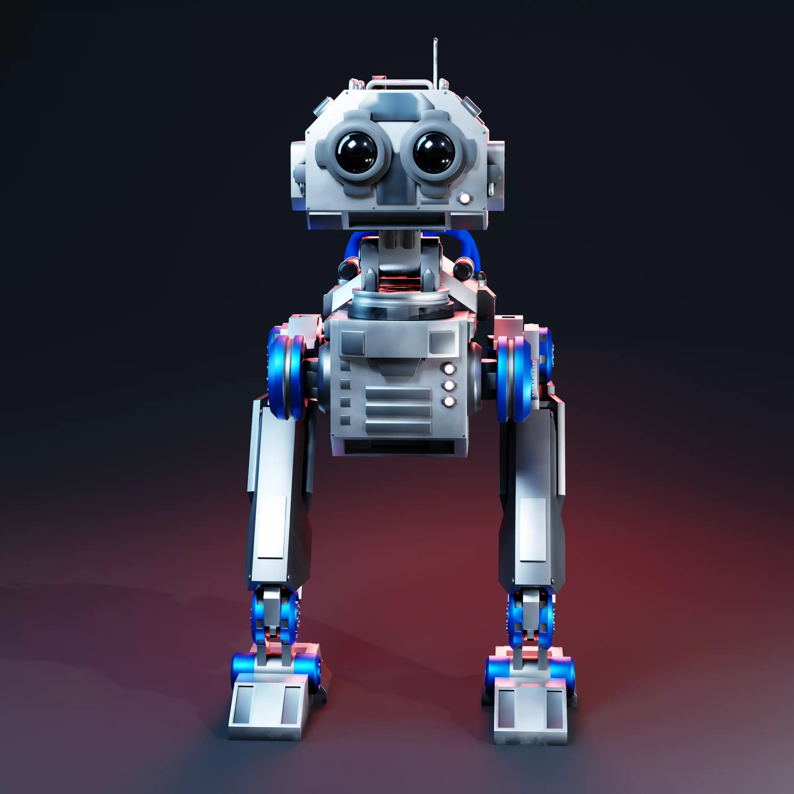 Futuristic Stylized Scout Robot Low-poly 3D model