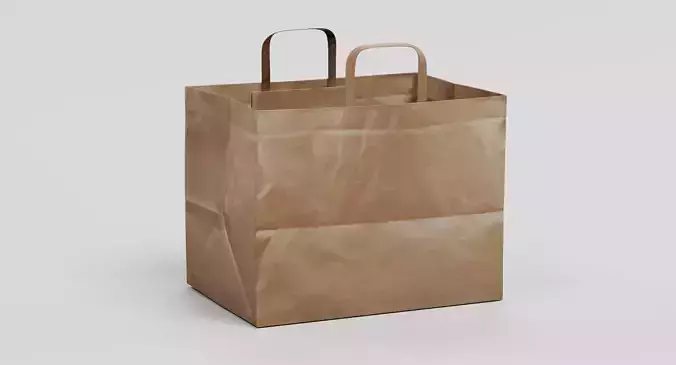Paper Bag V1 - Open Recycled Shopping Carrier 3D model