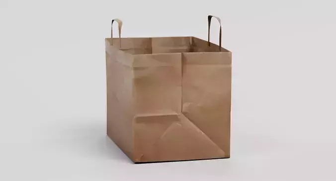 Paper Bag V1 - Open Recycled Shopping Carrier 3D model 2