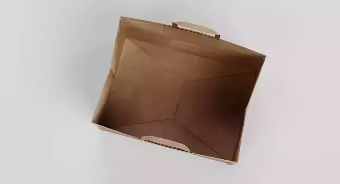 Paper Bag V1 - Open Recycled Shopping Carrier 3D model 6