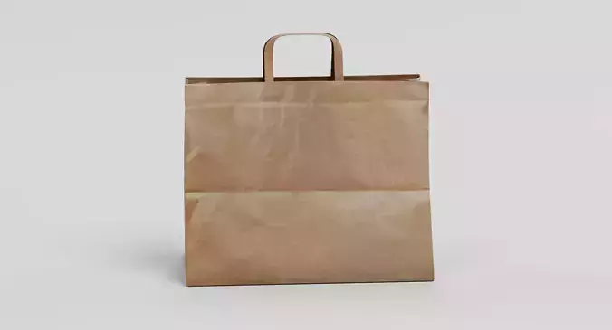 Paper Bag V2 - Recycled Shopping Carrier 3D model 2
