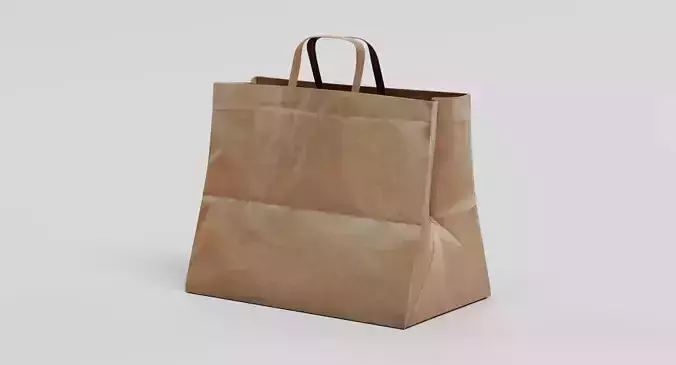 Paper Bag V2 - Recycled Shopping Carrier 3D model