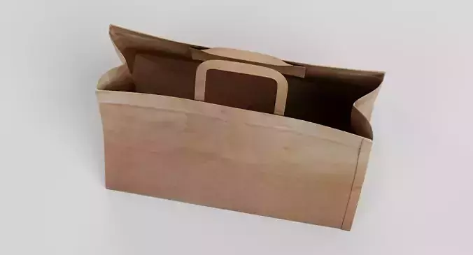Paper Bag V2 - Recycled Shopping Carrier 3D model 6