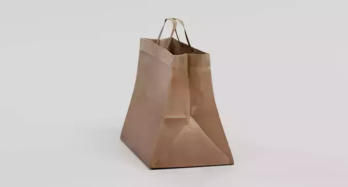 Paper Bag V2 - Recycled Shopping Carrier 3D model 4