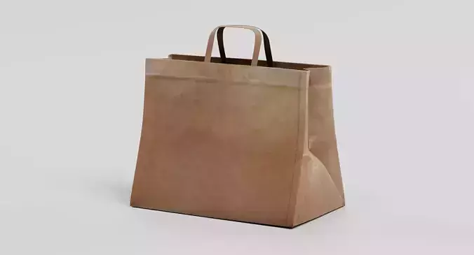 Paper Bag V2 - Recycled Shopping Carrier 3D model 5
