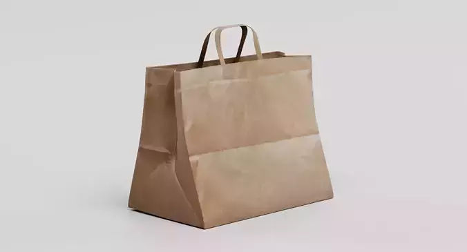 Paper Bag V2 - Recycled Shopping Carrier 3D model 3