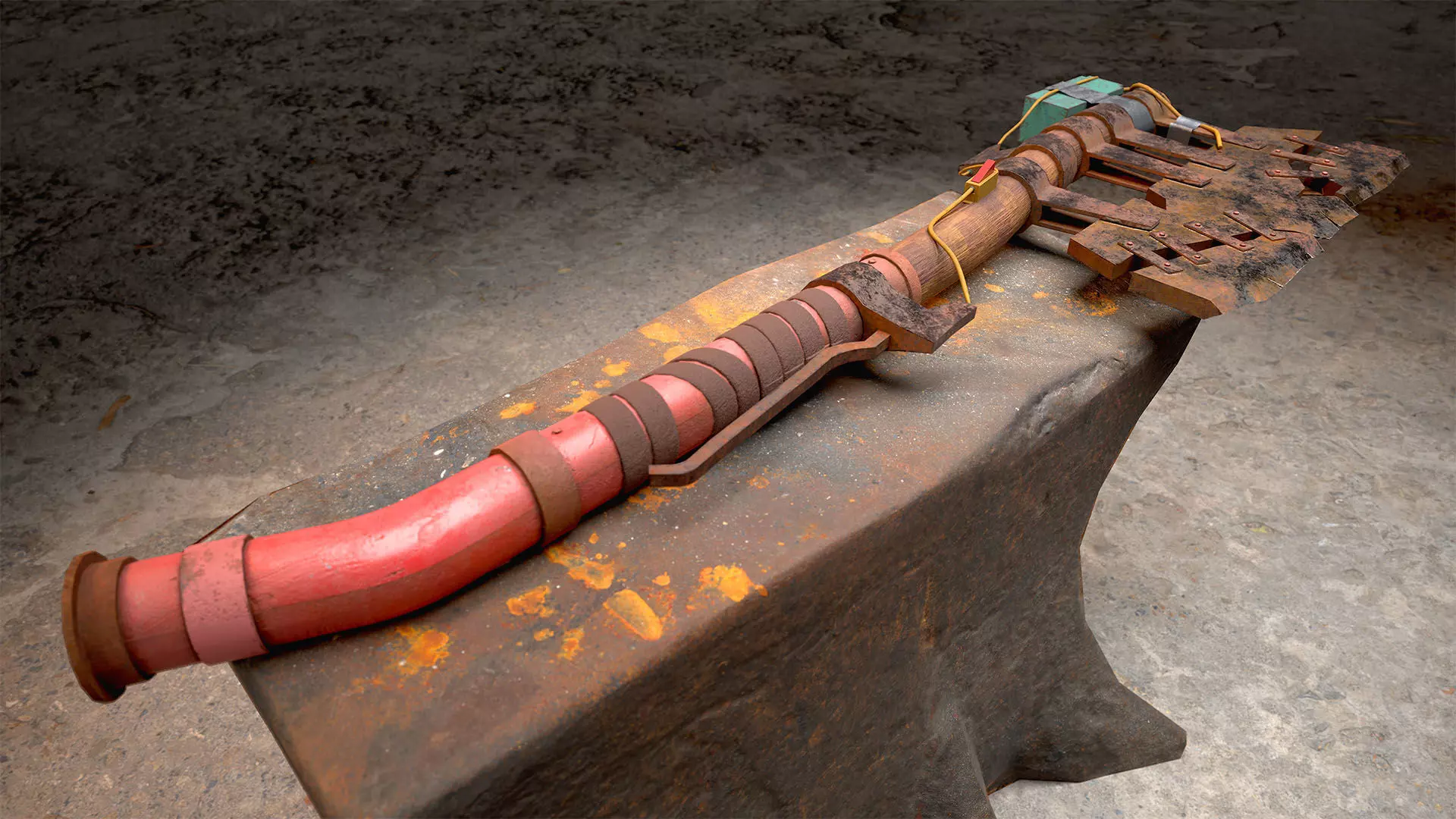 Post-Apocalyptic Axe Low-poly 3D model