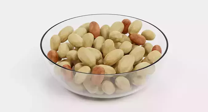 Peanuts in Bowl - Raw Kernel Food Display 3D model 2
