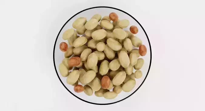 Peanuts in Bowl - Raw Kernel Food Display 3D model 6