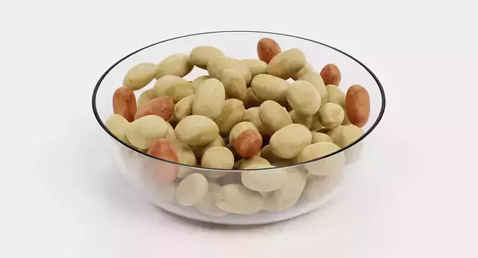 Peanuts in Bowl - Raw Kernel Food Display 3D model 4