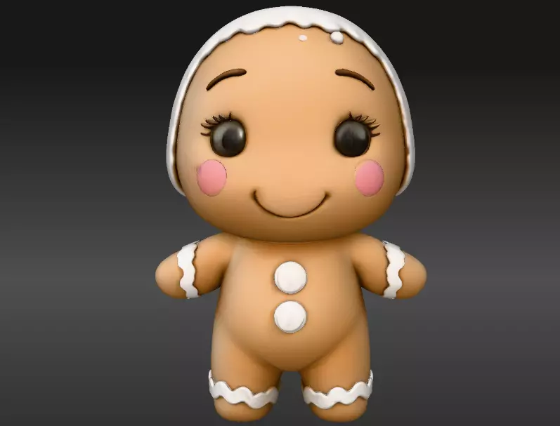 Gingerbread Kawaii Christmas Figurine 3D Model Print Ready 3D print model