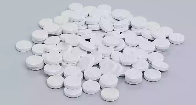Pile of Pills V1 - White Round Scored Medical Tablets