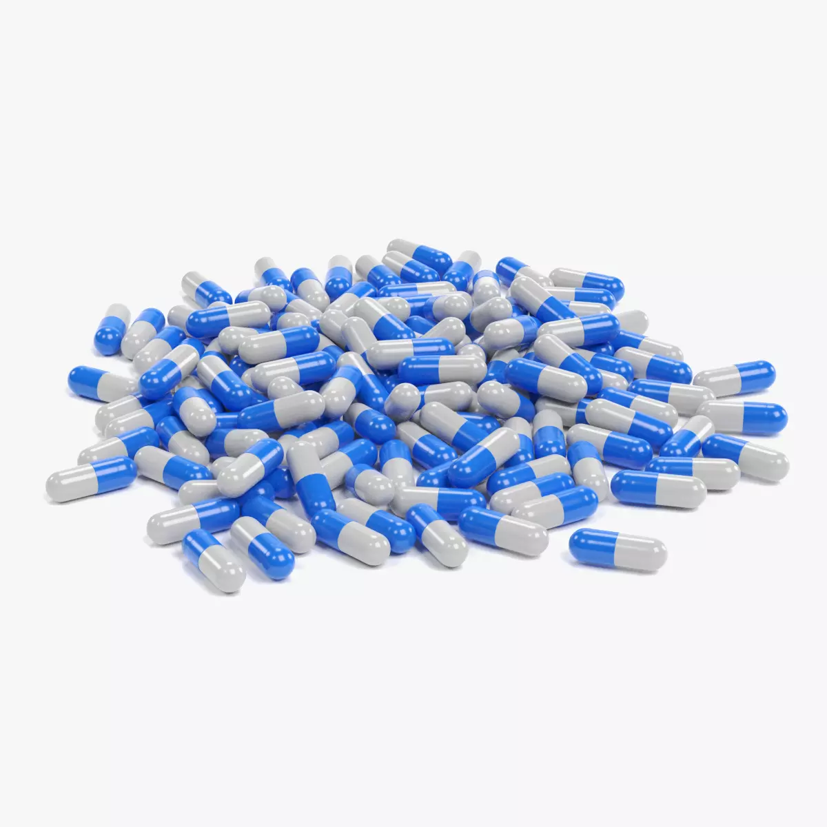 Pile of Pills V3 - Blue and White Medical Capsules 3D model
