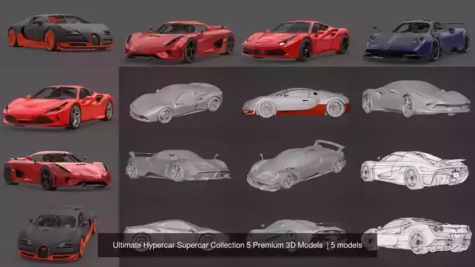 Ultimate Hypercar Supercar Collection 5 Premium 3D Models 