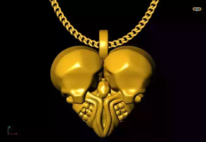 Skulls pendant charms - one inch pendant