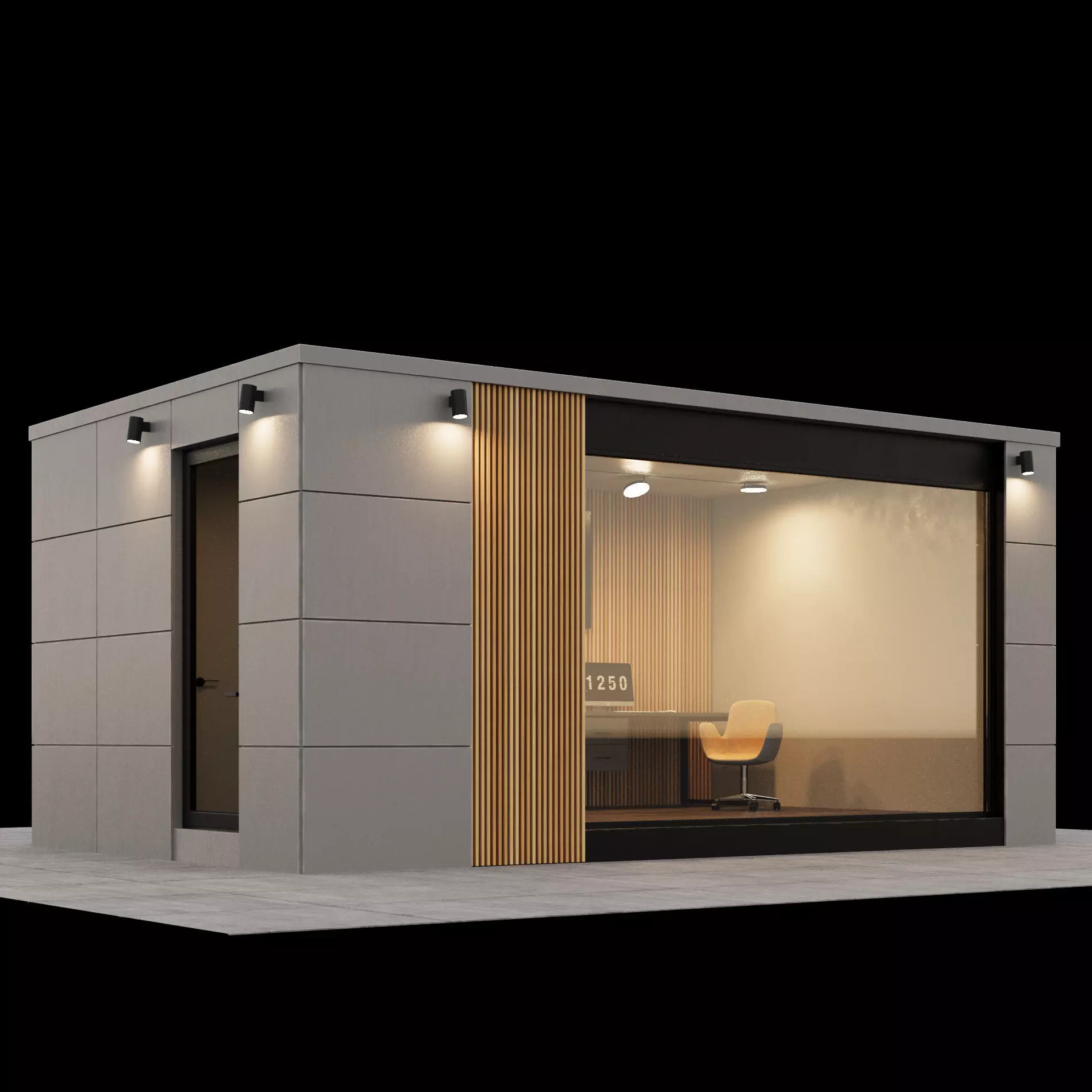 Modular garden office and tiny house furnished 3D model