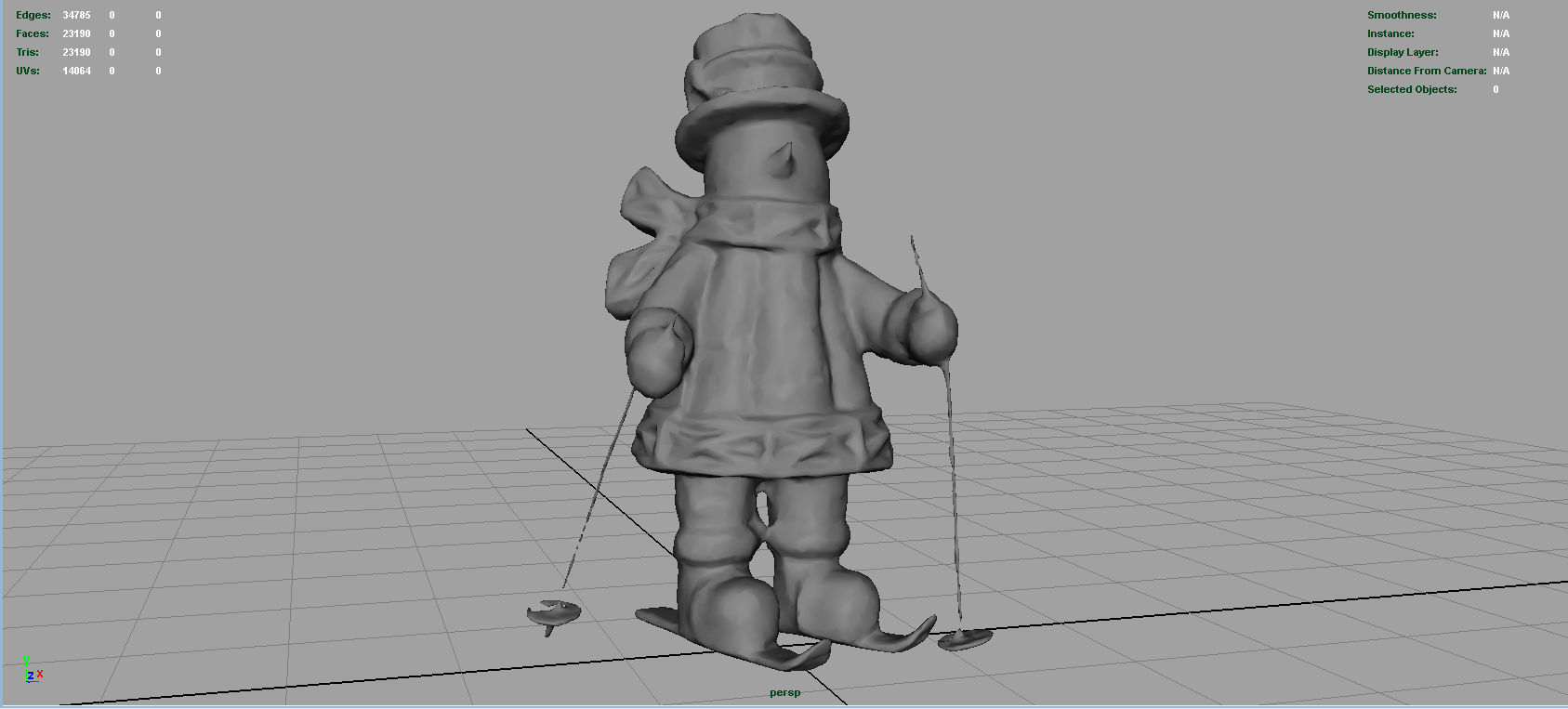 Snowman Skiing Low-poly 3D model_4