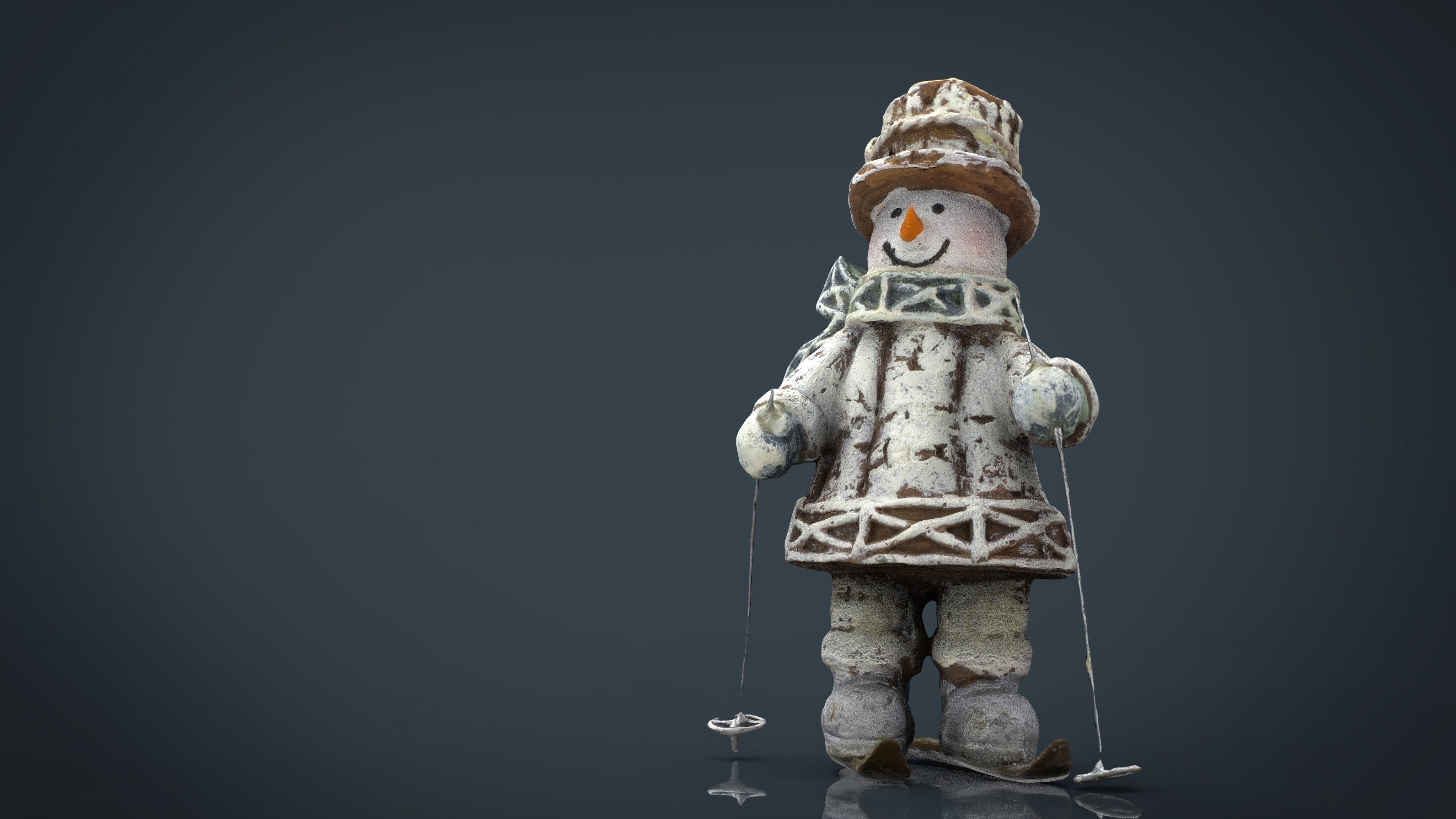 Snowman Skiing Low-poly 3D model_15