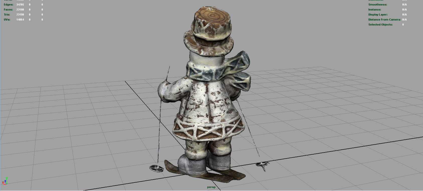 Snowman Skiing Low-poly 3D model_6