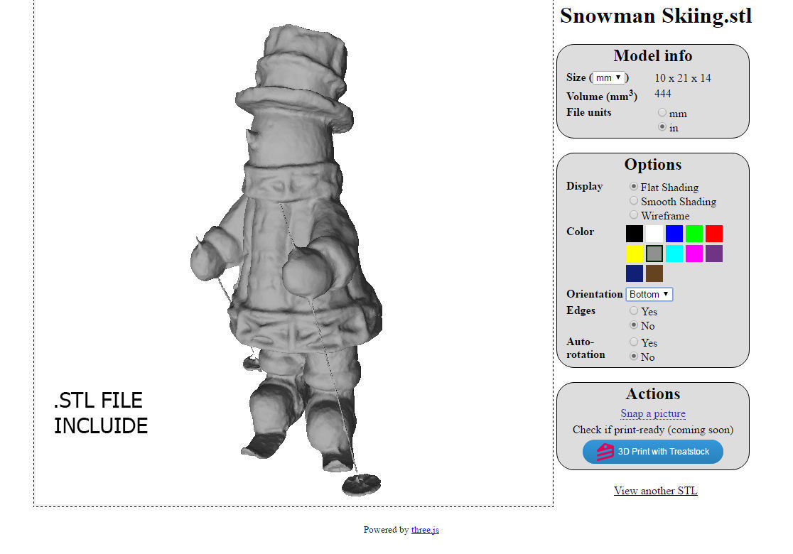 Snowman Skiing Low-poly 3D model_14