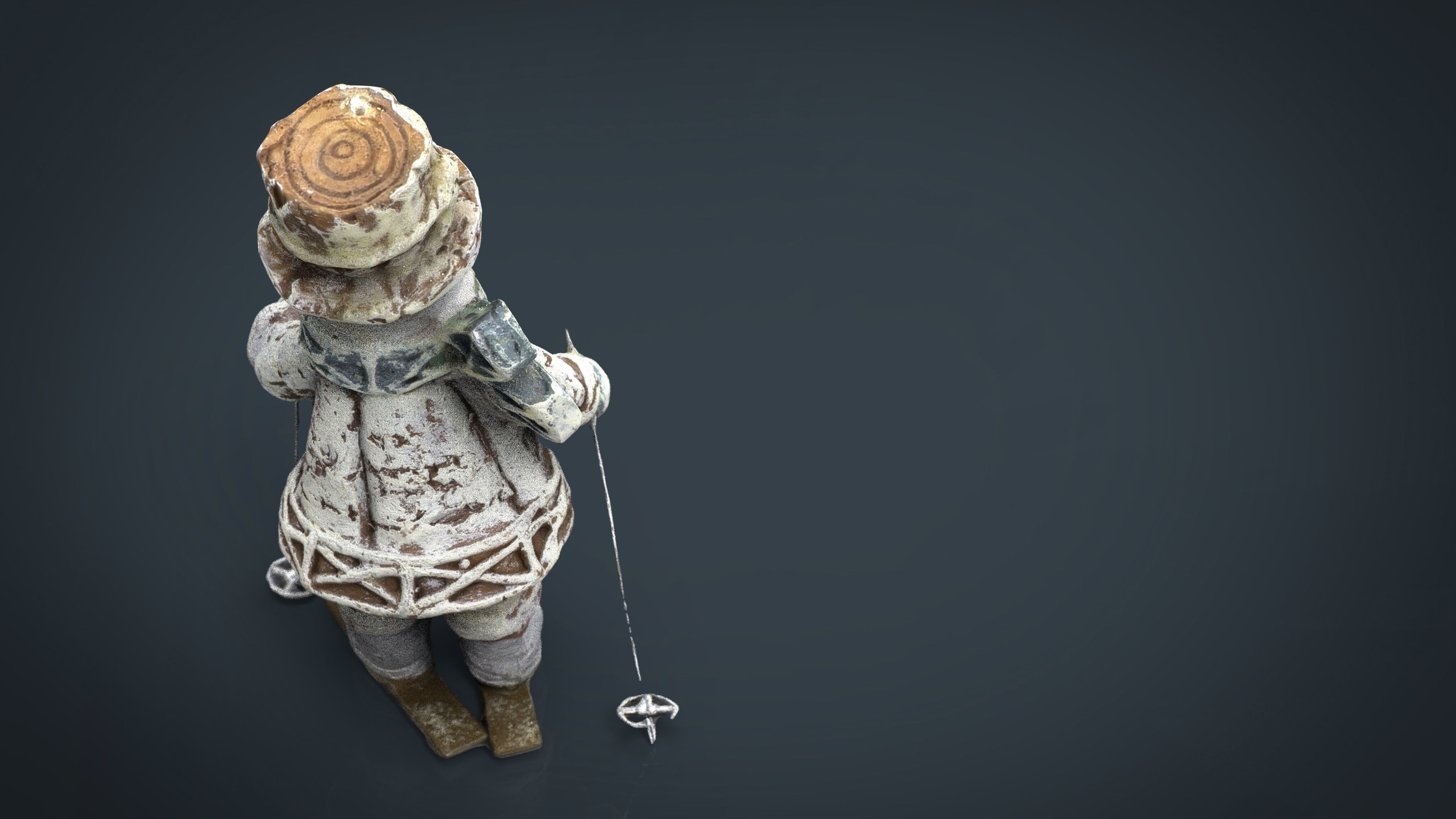 Snowman Skiing Low-poly 3D model_2