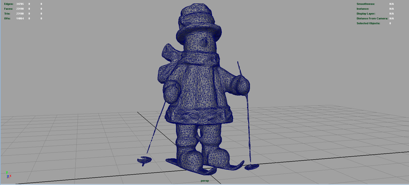 Snowman Skiing Low-poly 3D model_7