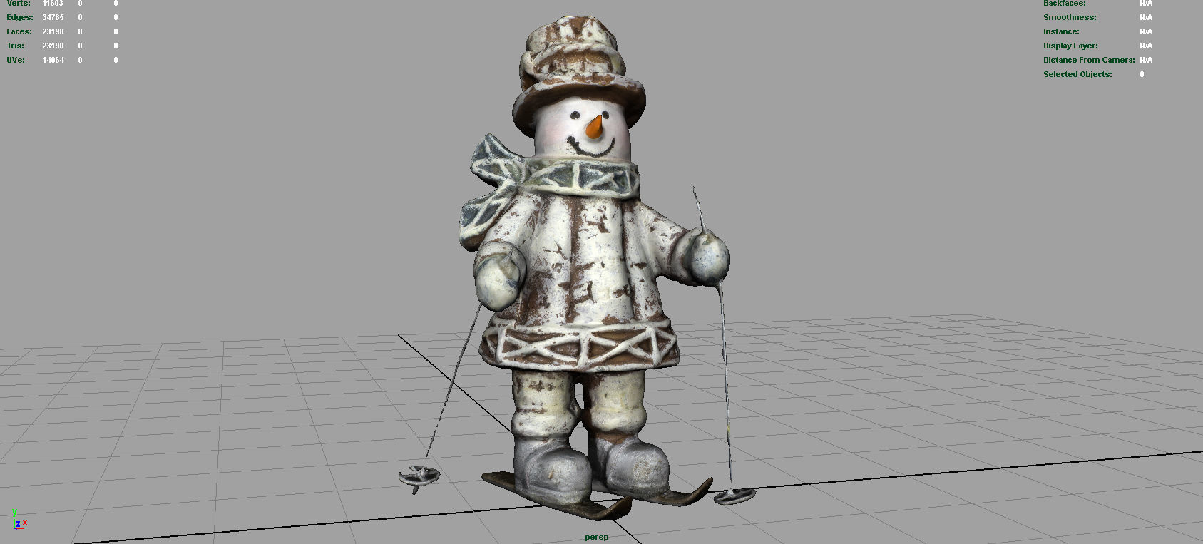 Snowman Skiing Low-poly 3D model_5