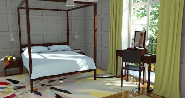 dressing table walnut Low-poly 3D model_3