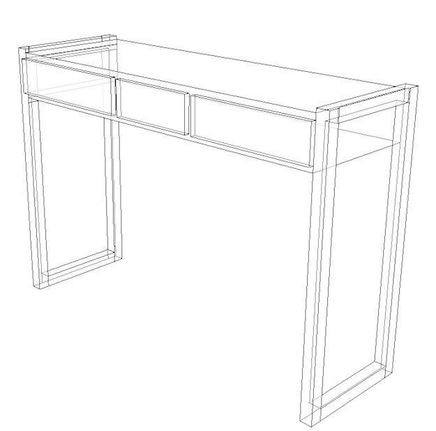 dressing table walnut Low-poly 3D model_8