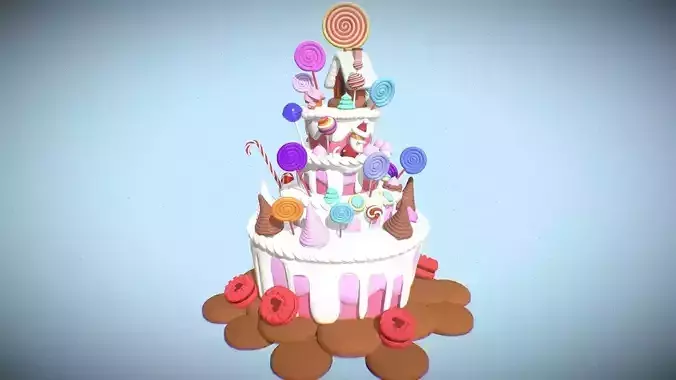 Holiday Cake Low-poly 3D model