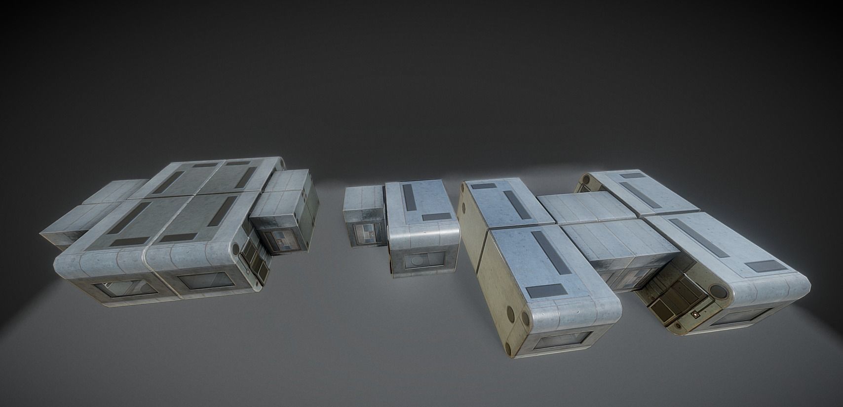 Futuristic Living Module Old Metal Version Low-poly 3D model_13