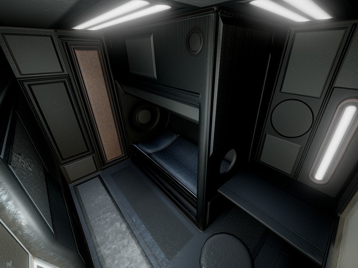 Futuristic Living Module Old Metal Version Low-poly 3D model_5