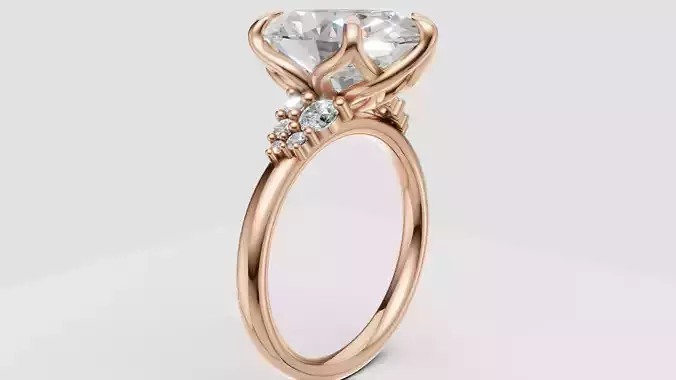 Luxury Engagement Ring tulip style 3D print model