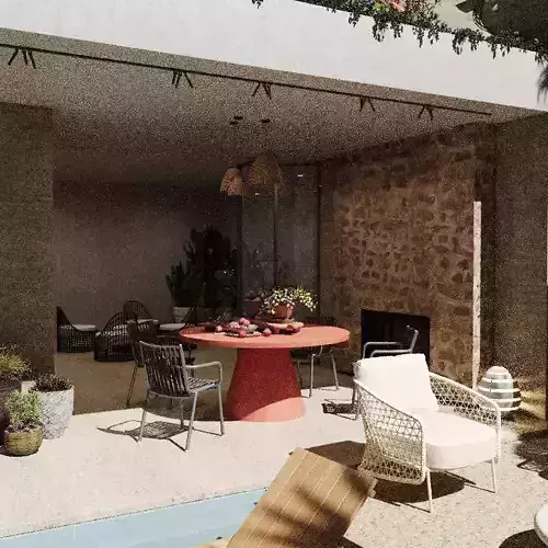 Exterior Pool Villa 3d Scene 3D model 5