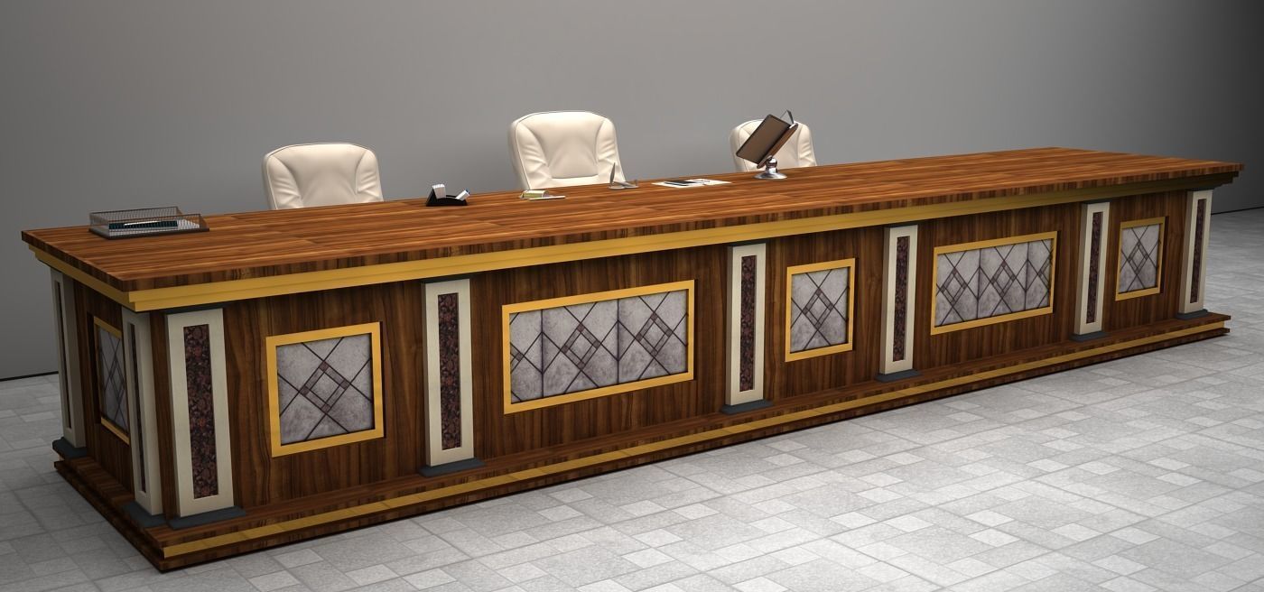 Table courtroom desk 3D model_0