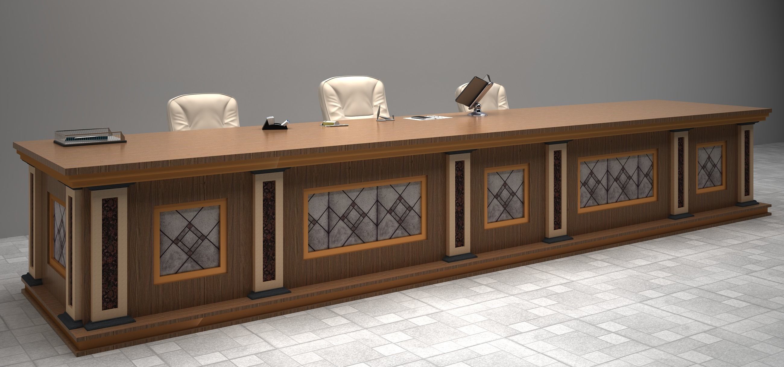 Table courtroom desk 3D model_1