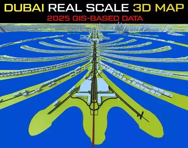Dubai Real-Scale 3D Map - 2025 Gis Data 3D model